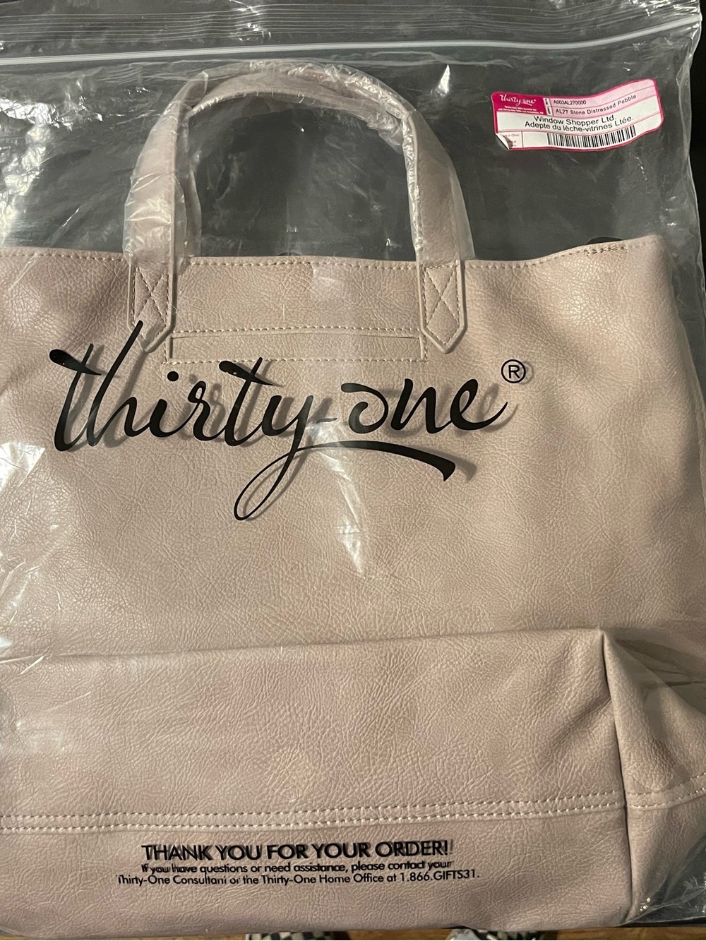 Brand New Thirty One Window Shopper Distressed Pebble